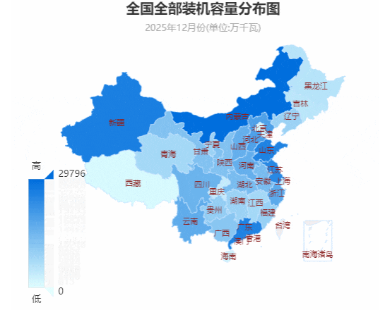 全国全部装机容量分布图